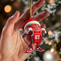 Maxcorners Custom Name and Number Basketball Ornament, Basketball Lover Christmas Gift49 2D Flat LM2111