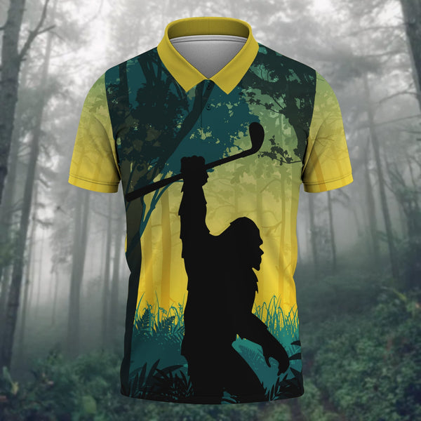 Maxcorners Bigfoot Men's Golf Polo Shirt, Golfing Apparel, Mens Golf Gift, Funny Golf Shirt