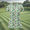 Maxcorners Leopard Pattern St Patrick's Day Shamrock Golf Shirt, Fun Women's Golf Shirts, Women's Golf Tops