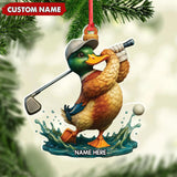 Maxcorners Personalized Acrylic Duck Golf Christmas Ornament â€“ Custom Name Funny Hunter Gift for Golf Lovers LM0110