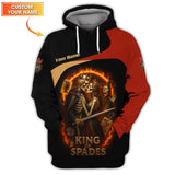 Custom Poker Shirt King of Spades Skeleton Tee, Gifts Poker Team Players