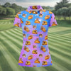 Maxcorners Funny Taco Cat Galaxy Pattern Golf Shirt, Women’s Golf Apparel, Ladies Golf Shirt LM1507