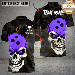 Maxcorners Bowling Skull Ball Multicolor Customized Name, Team Name 3D Shirts