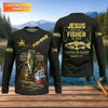 Maxcorners Jesus Made Me A Fisher Of Man Fishing UPF Shirts, Jesus Fishing Shirt, Funny Fishing Shirt