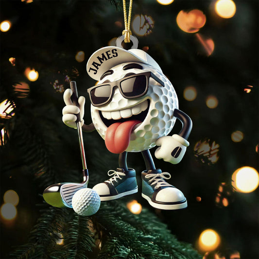 Maxcorners Funny Cool Custom Golf Ball Acrylic Ornament, Golf Xmas Ornaments, Golf Christmas Gifts, Cool Golf Gift LM1611