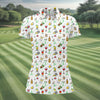 Maxcorners 19th Hole Cocktail Drinks Pattern Golf Shirt, Women’s Golf Polo, Golf Shirts For Women LM1507