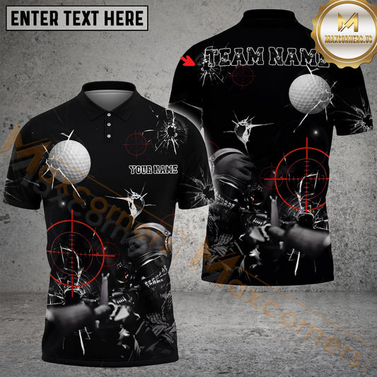 Maxcorners Golf Shooting Aim Sniper Personalized Name, Team Name 3D Shirt (4 Colors)