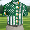 Maxcorners Irish Shamrock Vertical Stripes St Patrick's Day Golf Shirt, Polo Shirts For Men, Golf Shirts For Men