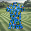Maxcorners Pineapple Skull Golf Shirt, Tropical Island Volcano Pattern, Golf Shirt For Women LM1507