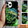 Maxcorners Fishing Green Flame Energy Personalized Name Phone Case (10 Fish Species)