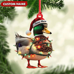 Maxcorners Personalized Duck Acrylic Christmas Ornament Funny Custom Hunting Tree Decoration For Hunters LM0110