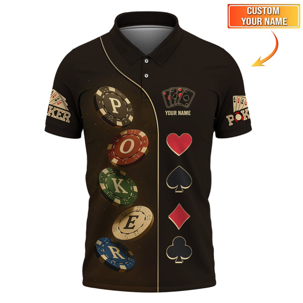 Custom Poker Shirt Dark Casino Chip Card Suit Tee for Men Gifts, Poker Dad Presents