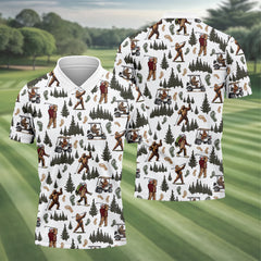 Maxcorners Bigfoot Sasquatch Men's Golf Polo Shirt, Funny Golf Shirt, Men Golf Gifts
