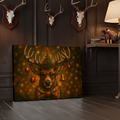 Maxcorners Deer Christmas Party 3D Wrapped Canvas