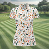 Maxcorners Golf Equipment Cart Ball Pattern Polo Shirt, Women’s Golf Polo, Performance Golf Shirt LM1507
