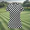 Maxcorners Black White Checkerboard Racing Pattern Golf Shirt, Ladies Golf Shirts, Golf Polo For Women, Performance Golf Shirt LM1507
