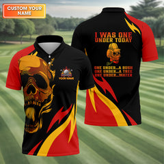 Maxcorners Custom Fire Skull Men's Golf Polo Shirt, Mens Golf Gift, Funny Golf Shirt