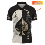 Custom Poker Shirt, Skull Spade Card Tee Black White Casino Style Gifts Poker Player