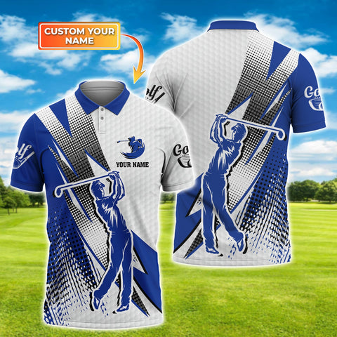 Maxcorners Golf Blue Lightning Customized Name 3D Shirt