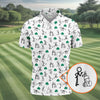 Maxcorners Stick Figure Golf Pose St Patrick's Day Shamrock White Golf Shirt, Polo Shirts For Men, Golf Shirts For Men