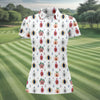 Maxcorners Abstract Peach Botanical Pattern Golf Shirt, Ladies Golf Shirts, Women’s Golf Apparel LM1507