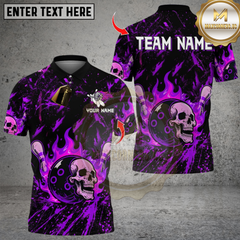 Maxcorners Bowling Flame Skull  Multicolor Customized Name, Team Name 3D Shirts