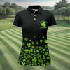 Maxcorners Shenanigans Coordinator Golf Ball Pattern St Patrick Day Black Golf Shirt, Women's Golf Tops, Ladies Golf Polos