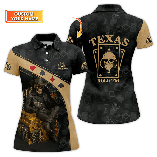 Texas Hold'em Poker Shirt, Skeleton Playing Poker Gifts For Poker Lovers