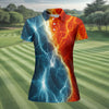 Maxcorners Lightning Fire And Ice Split Golf Polo Shirt, Golf Shirts For Women, Women's Golf Apparel LM1507