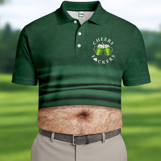 Maxcorners St Patrick's Day Cheers Men's Funny Golf Shirts, Polo Shirts For Men, Golf Shirts For Men | Style 2