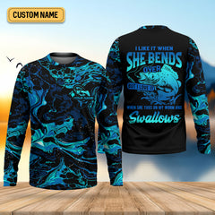 Maxcorners I Like It When She Bends Over Funny Fishing Shirt, Fishing Gifts For Men, SPF Shirt For Men