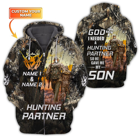 Maxcorners Custom Name Hunting Father And Son Shirt 3D All Over Printed Clothes