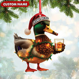 Maxcorners Personalized Funny Duck Smoking Acrylic Christmas OrnamentCustom Name Drinking Gift For Hunters LM0110