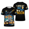 Maxcorners A Good Day Starts With Golf Cart & Beer Custom Golf Polo Shirt, Funny Golf Shirt, Golf Gift For Men