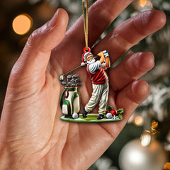 Maxcorners Custom Name Golf Santa Ornament, Golf Lover Christmas Gifts 2D Flat LM2211