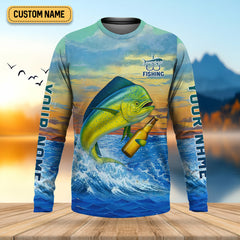 Maxcorners Weekend Forecast Fishing With A Chance Of Drinking Men's Fishing Shirt, Mahi Fishing Shirt, UPF Fishing Shirt
