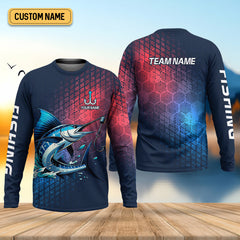 Maxcorners Marlin Fishing Custom Name UPF Shirts, Tournament Fishing Shirts, Men's Fishing Shirt