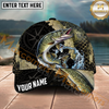 Maxcorners Fishing Olive Compass Scale Water Splash Personalized Name 3D Cap (12 Fish Species)