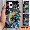 Maxcorners Black Teal Grunge Splash Personalized Name Phone Case (13 Fish Species)