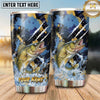 Maxcorners Fishing Tumbler Navy Gold Brush Splatter Design Personalized Name Tumbler (13 Species)