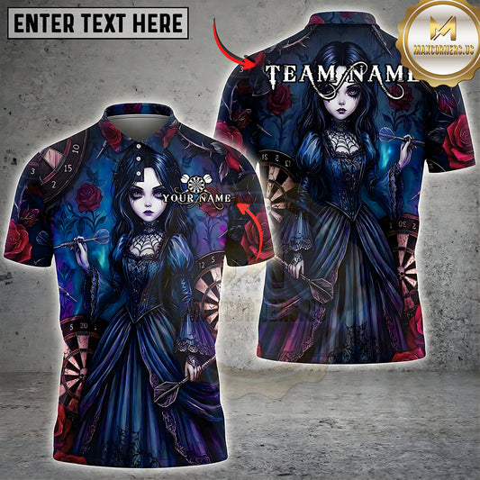 Maxcorners Darts Gothic Girl Roses Dartboard Multiple Options Personalized Name, Team Name 3D Shirt