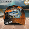 Maxcorners Fishing Orange Black Halftone Water Splash Personalized Name 3D Cap (12 Fish Species)
