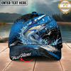Maxcorners Fishing Blue Lightning Water Splash Personalized 3D Cap (12 Fish Species)