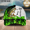 Maxcorners Fishing Water Green Flame Multi Options Personalized Name 3D Cap (12 Fish Species)