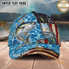 Maxcorners Fishing Ripped American Flag Boat Lure Personalized Name 3D Cap (12 Fish Species)