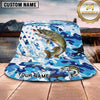 Maxcorners Fishing Epic Skull Fisherman Sunset Fishing Scene Personalized Name 3D Bucket Hat (13 Fish Species)