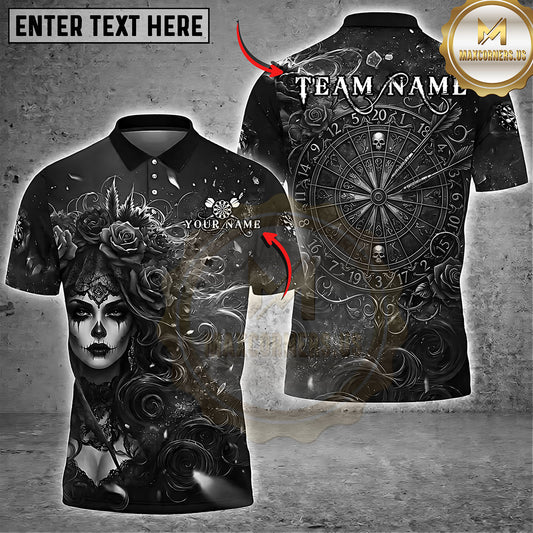 Maxcorners Darts Gothic Rose Lady Mandala Dartboard Multiple Options Personalized Name, Team Name 3D Shirt