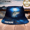 Maxcorners Fishing Green Camo Fishing Adventure with Dynamic Splash Personalized Name 3D Bucket Hat (13 Fish Species)