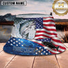 Maxcorners Fishing Patriotic American Flag Fishing with Bold Splash Personalized Name 3D Bucket Hat (13 Fish Species)