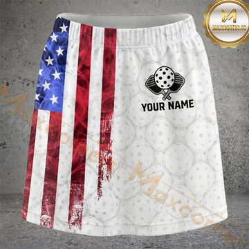 Maxcorners Pickleball Split American Flag Honeycomb Personalized 3D Skort, Skirts With Shorts